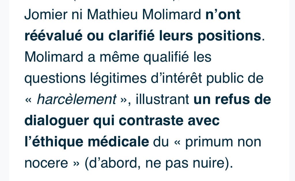 Pr Mathieu Molimard (@mathieumolimard) on Twitter photo Y a t’il une autorité qui peut faire cesser un harcèlement de médecins universitaires dans l’exercice de leur fonction ?
Même la simple demande d’arrêt du harcèlement est utilisée pour déformer votre demande et pour harceler dans son blog
Ca suffit ! <a href="/yannickneuder/">Dr. Yannick Neuder</a> <a href="/PhBaptiste/">Philippe Baptiste</a> Y a t’il une autorité qui peut faire cesser un harcèlement de médecins universitaires dans l’exercice de leur fonction ?
Même la simple demande d’arrêt du harcèlement est utilisée pour déformer votre demande et pour harceler dans son blog
Ca suffit ! <a href="/yannickneuder/">Dr. Yannick Neuder</a> <a href="/PhBaptiste/">Philippe Baptiste</a>