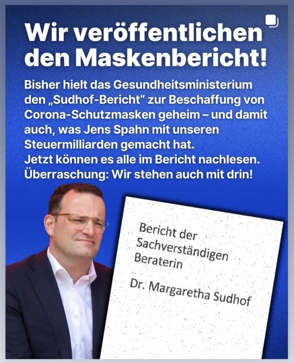 ‼️Hier ist er, der Sudhoff Masken Bericht den Spahn,Warken und die CDU nicht öffentlich machen wollten.
<a href="/fragdenstaat/">FragDenStaat.de</a> 
#SpahnUntersuchungsausschuss 
#Maskendeals 
#Sudhoff 

fragdenstaat.de/dokumente/2716…
