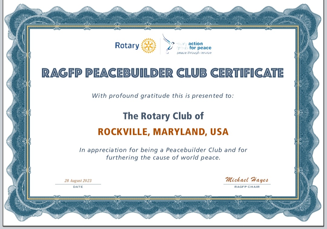 UkpemePeace's tweet photo. Rotary Club of Rockville, Maryland is a Rotary Action Group for Peace (RAGFP) Peacebuilder Club.

Congratulations!

In Rotary Service, and Peace!
Ukpeme Akpan Okon 
Rotary Club of Rockville Peace Committee Chair. 

Rotary International District 7620 Peace Committee Chair

#Peace https://t.co/XxDP7cEsaw