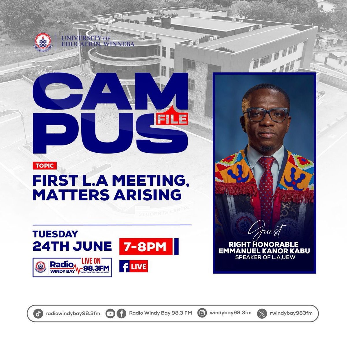 Let’s meet tonight on @windybay98.3fm as we discuss the First Local Assembly Meeting for the Second Semester- 2024/2025 academic year and it’s related issues. 

#impactminded