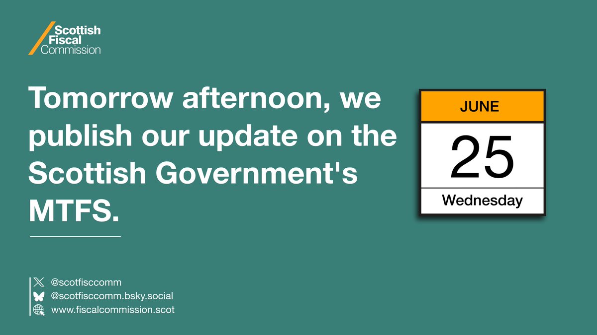 Tomorrow afternoon we publish our update on the Scottish Government’s Medium-Term Financial Strategy. Follow us on social media to see our key charts and takeaways.