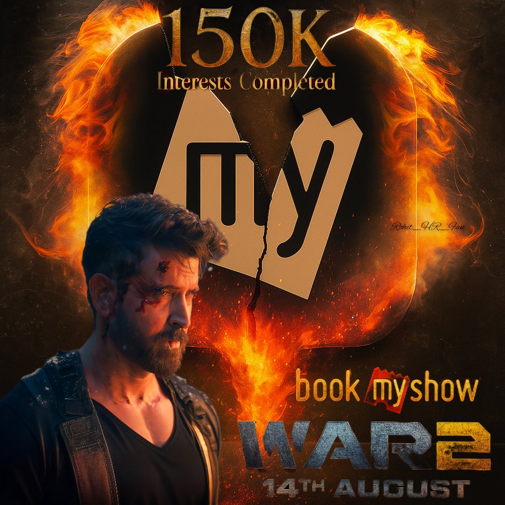 Time to Celebrate as #War2 Crossed 150K BMS Interests in Book My Show
#HrithikRoshan𓃵 on Fire 🔥