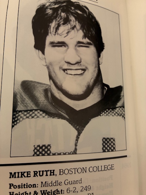 Football Writers Association of America (@thefwaa) on Twitter photo DT Mike Ruth, the 1985 <a href="/outlandtrophy/">Outland Trophy</a> recipient from <a href="/BostonCollege/">Boston College</a>, will celebrate his 61st birthday on Wednesday. He played in the "Hail Mary" game along with quarterback Doug Flutie against the <a href="/MiamiHurricanes/">Miami Hurricanes</a>. DT Mike Ruth, the 1985 <a href="/outlandtrophy/">Outland Trophy</a> recipient from <a href="/BostonCollege/">Boston College</a>, will celebrate his 61st birthday on Wednesday. He played in the "Hail Mary" game along with quarterback Doug Flutie against the <a href="/MiamiHurricanes/">Miami Hurricanes</a>.