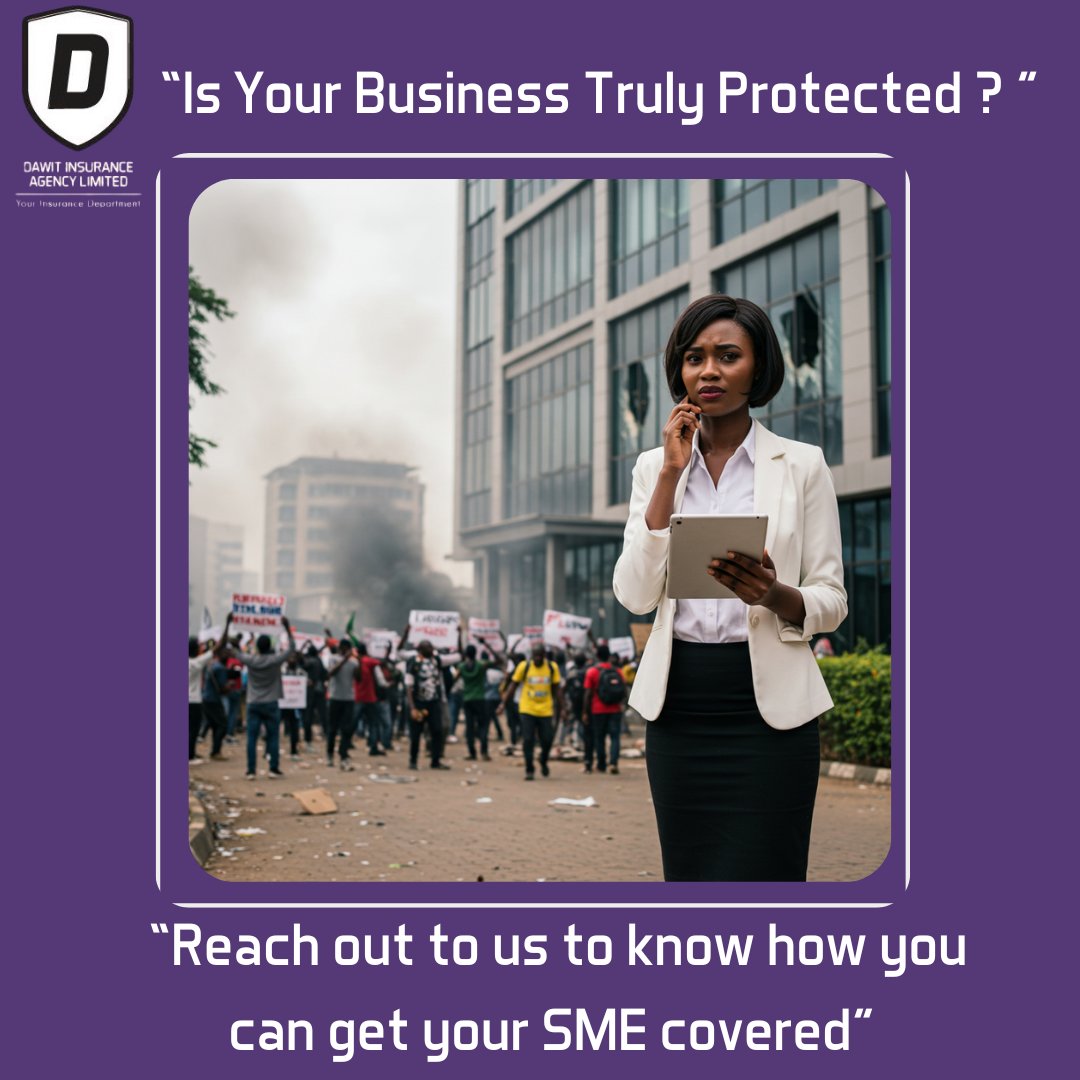 DawitInsurance's tweet image. Is your SME covered from potential destruction? Standard insurance often EXCLUDES riot &amp;amp; civil unrest damage.
Get SRCC &amp;amp; PVT extensions to protect your business assets &amp;amp; income. Don't risk it!
Call us on : 0712856447
#MaandamanoKE #SMEBiz #InsuranceKE #ProtectYourBusiness #Kenya