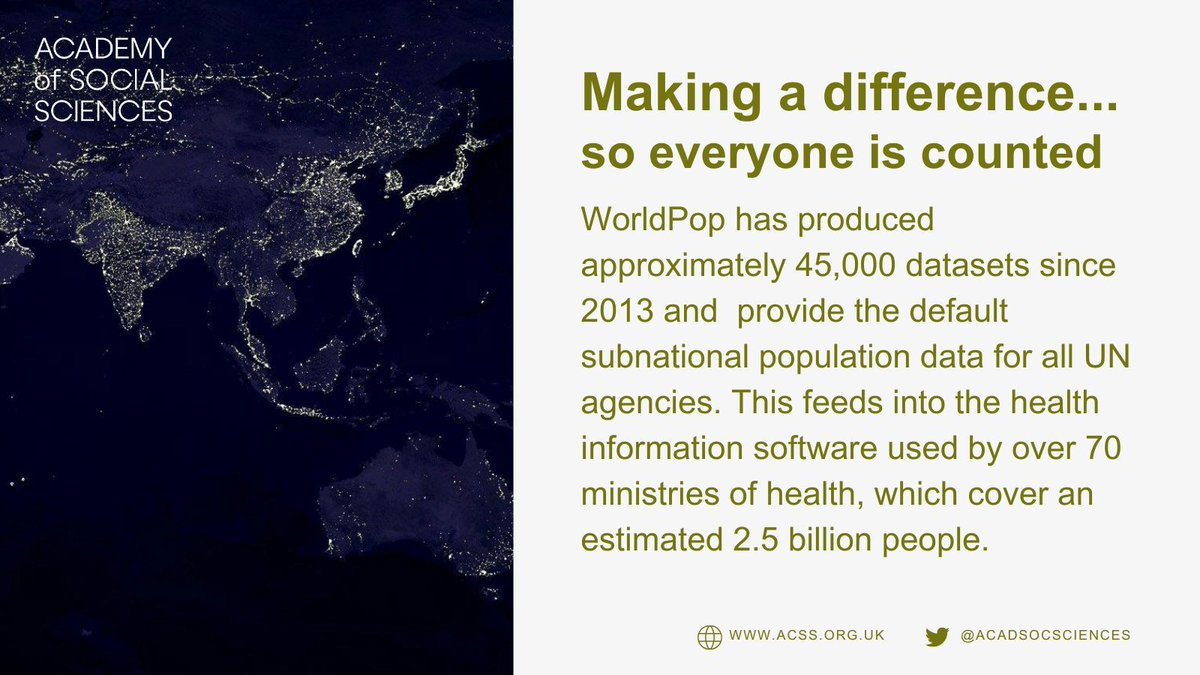 Academy of Social Sciences (@acadsocsciences) on Twitter photo Did you know <a href="/WorldPopProject/">WorldPopProject</a> provides the default subnational population data for all UN agencies? This feeds into the software used by 70+ ministries of health, covering an estimated 2.5 billion people. A great example of social science impact! acss.org.uk/worldpop-using… Did you know <a href="/WorldPopProject/">WorldPopProject</a> provides the default subnational population data for all UN agencies? This feeds into the software used by 70+ ministries of health, covering an estimated 2.5 billion people. A great example of social science impact! acss.org.uk/worldpop-using…