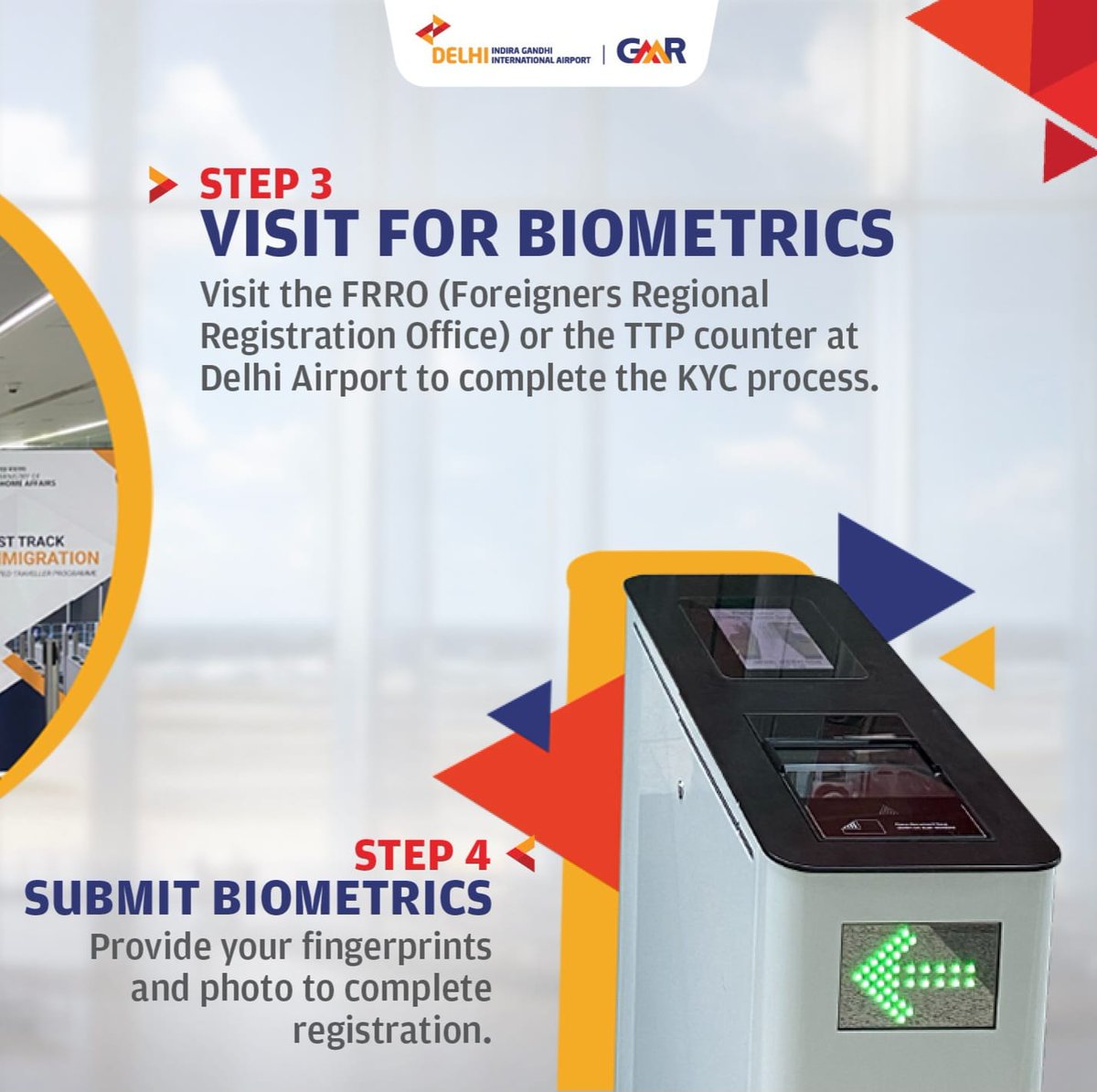 DelhiAirport's tweet image. Stress-free travel begins here! Follow these 4 simple steps to fast-track your way through immigration. 
Tag someone who could use this tip💼🌍

#DelhiAirport #TrusterTravellerProgram #FastTrackImmigration