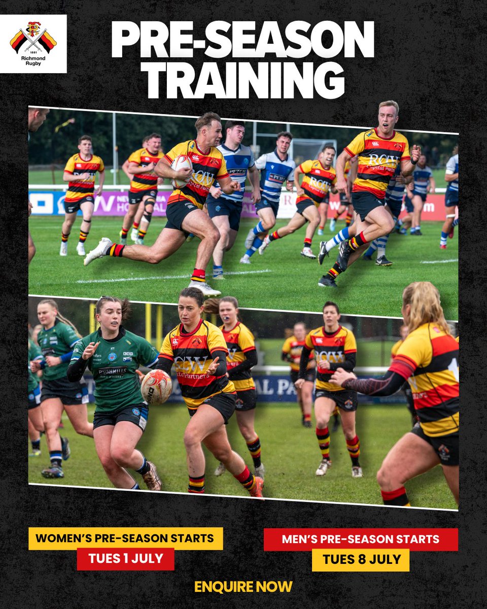 Richmond Rugby (@richmondfc1861) on Twitter photo โณ ๐ฃ๐ฟ๐ฒ-๐๐ฒ๐ฎ๐๐ผ๐ป ๐ถ๐ ๐ท๐๐๐ ๐ฎ๐ฟ๐ผ๐๐ป๐ฑ ๐๐ต๐ฒ ๐ฐ๐ผ๐ฟ๐ป๐ฒ๐ฟ!
1๏ธโฃ Week until women return - 7pm, Old Deer Park
2๏ธโฃ Weeks until menโs pre-season gets underway
โก๏ธ To enquire please email rugby@richmondfc.co.uk
#RugbysOriginal๐โค๏ธ๐ค โณ ๐ฃ๐ฟ๐ฒ-๐๐ฒ๐ฎ๐๐ผ๐ป ๐ถ๐ ๐ท๐๐๐ ๐ฎ๐ฟ๐ผ๐๐ป๐ฑ ๐๐ต๐ฒ ๐ฐ๐ผ๐ฟ๐ป๐ฒ๐ฟ!
1๏ธโฃ Week until women return - 7pm, Old Deer Park
2๏ธโฃ Weeks until menโs pre-season gets underway
โก๏ธ To enquire please email rugby@richmondfc.co.uk
#RugbysOriginal๐โค๏ธ๐ค