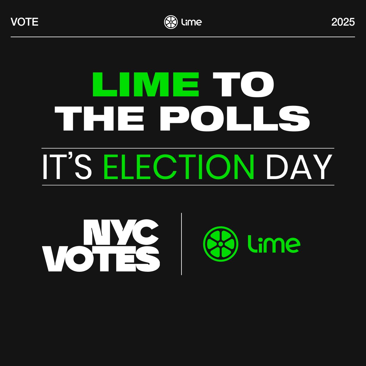 today’s the day, NYC!! beat the heat and ride Lime to your voting site — 2 free 15-min rides with code NYCVOTESJUNE2025 (today only!)

 Thanks <a href="/limebike/">Lime</a> + <a href="/NYCVotes/">NYC Votes</a>
#LimeToThePolls #NYCPrimary