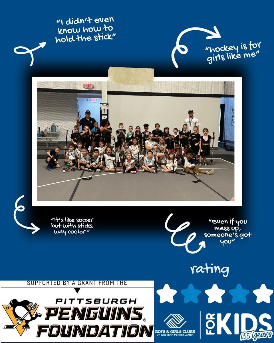 Boys & Girls Clubs of Western Pennsylvania (@bgcwpa) on Twitter photo โWe play just as hard as the boys.โ
Thanks to the <a href="/pensfoundation/">pensfoundation</a>, our kids are gaining confidence, learning new skills, and having a blast through the game of hockey. ๐ โWe play just as hard as the boys.โ
Thanks to the <a href="/pensfoundation/">pensfoundation</a>, our kids are gaining confidence, learning new skills, and having a blast through the game of hockey. ๐