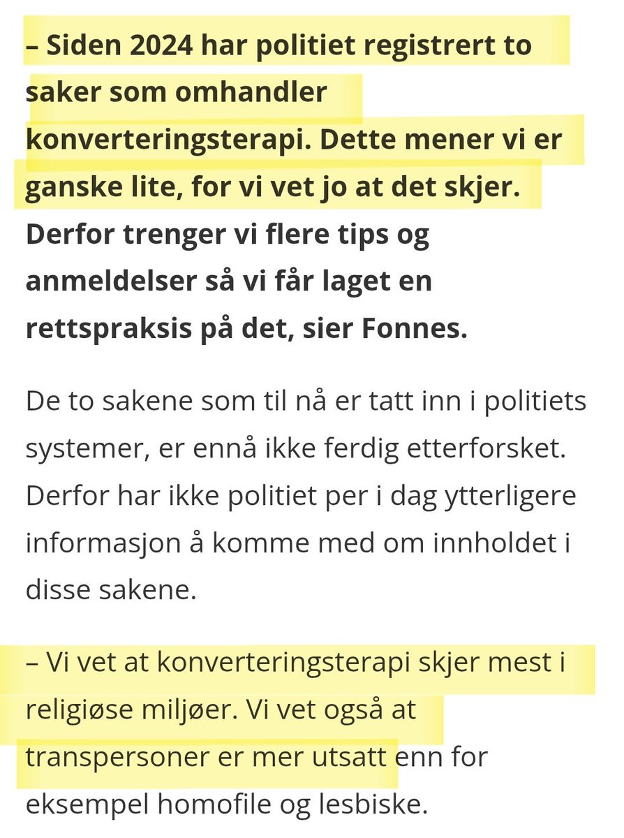 Nå må de som er utsatt for konverteringsterapi anmelde, så politiet får noe å jobbe med. I tillegg må politiet og PKI snakke sammen, for det er tydelig at de har veldig forskjellige oppfatninger av hvor «konverteringsterapien» foregår.