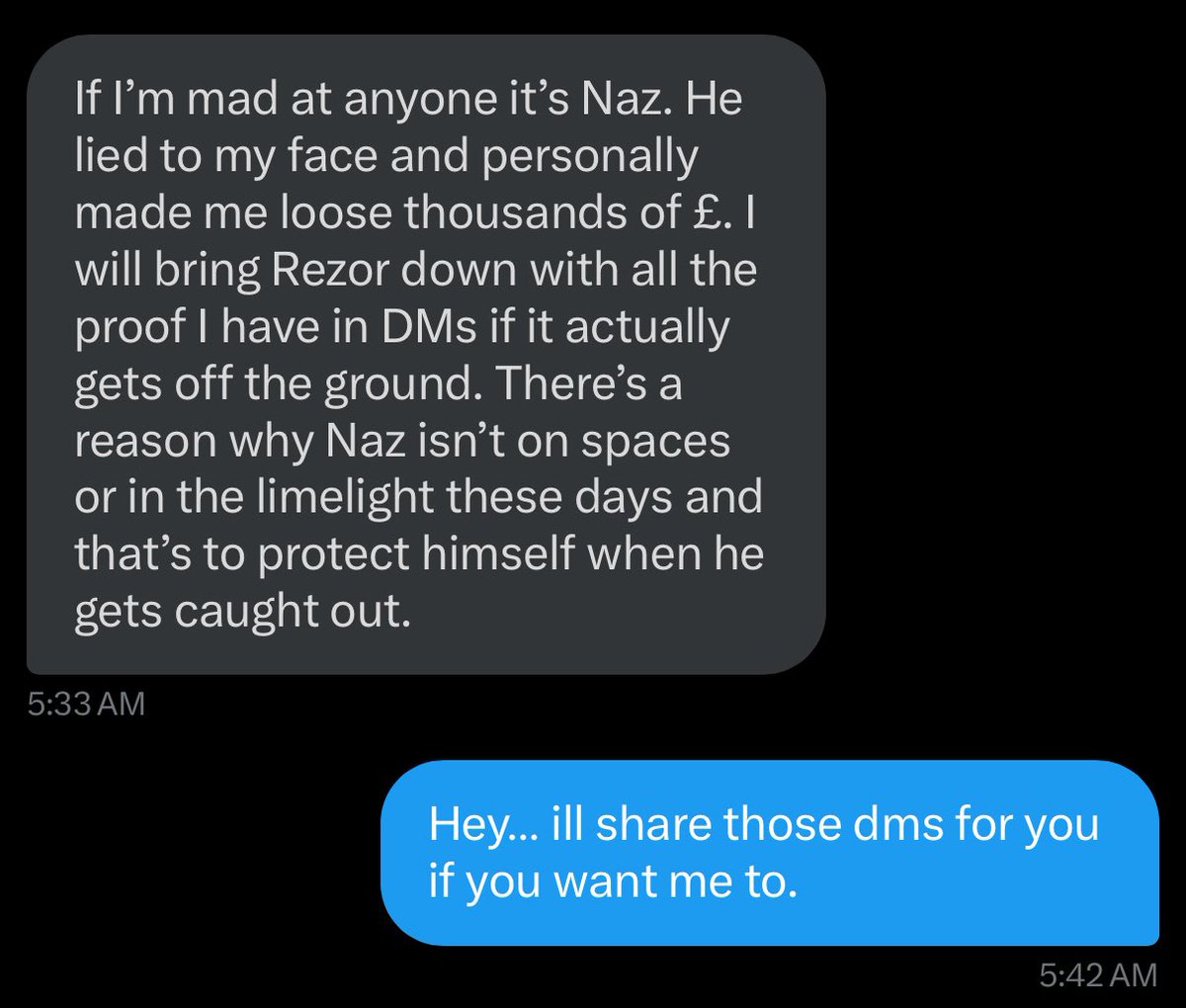Getting some more interesting dm’s by people that were very close to the DEVs and got royalty screwed… it’s a never ending stream of garbage and crap with #ReZor .

<a href="/RezorDude/">RezorDude</a> open a space, why hide if everything is so great?

#Rezor is same scam as #Saitama and #STC and it’s a