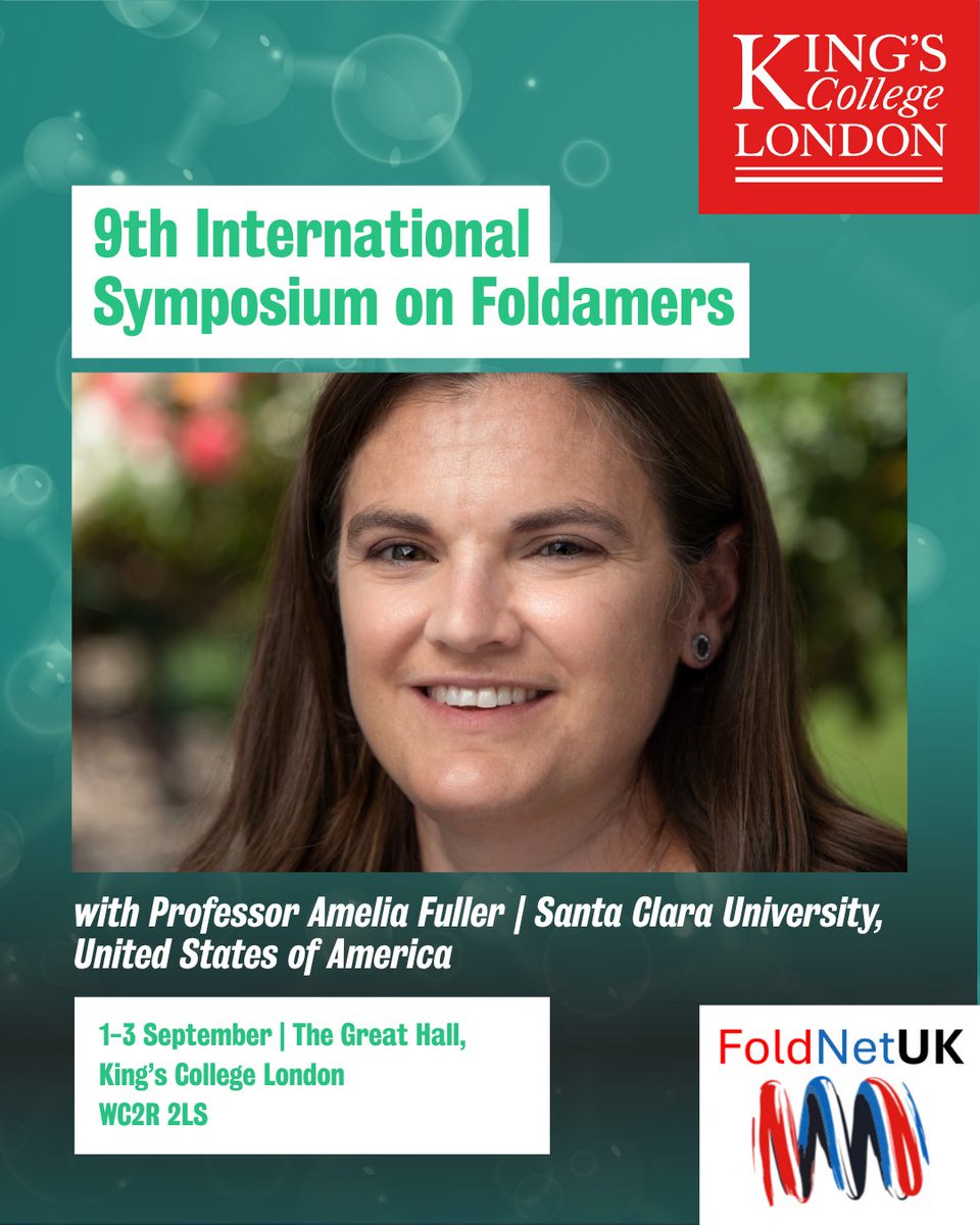 FoldNetUK's tweet image. 🧬 Speaking at Foldamers 2025: ​Professor Amelia Fuller, @SantaClaraUniv, United States of America  

Professor Amelia Fuller will be discussing the use of peptoid foldamers to stabilise gold nanoparticles for aqueous applications.  

📍Register now: foldamers2025.com
