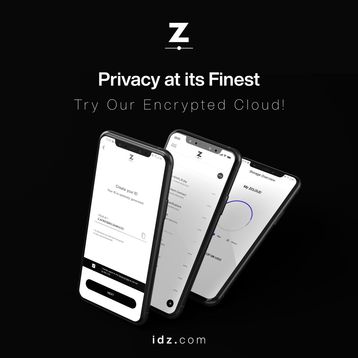 🔒Privacy at its finest - literally.

IDZ wraps every file and chat in zero-knowledge encryption before they ever leave your device, so no one, not even us, can read a single byte.

No emails. No passwords. No trackers.

Just one sleek app for truly private cloud + chat.

Own
