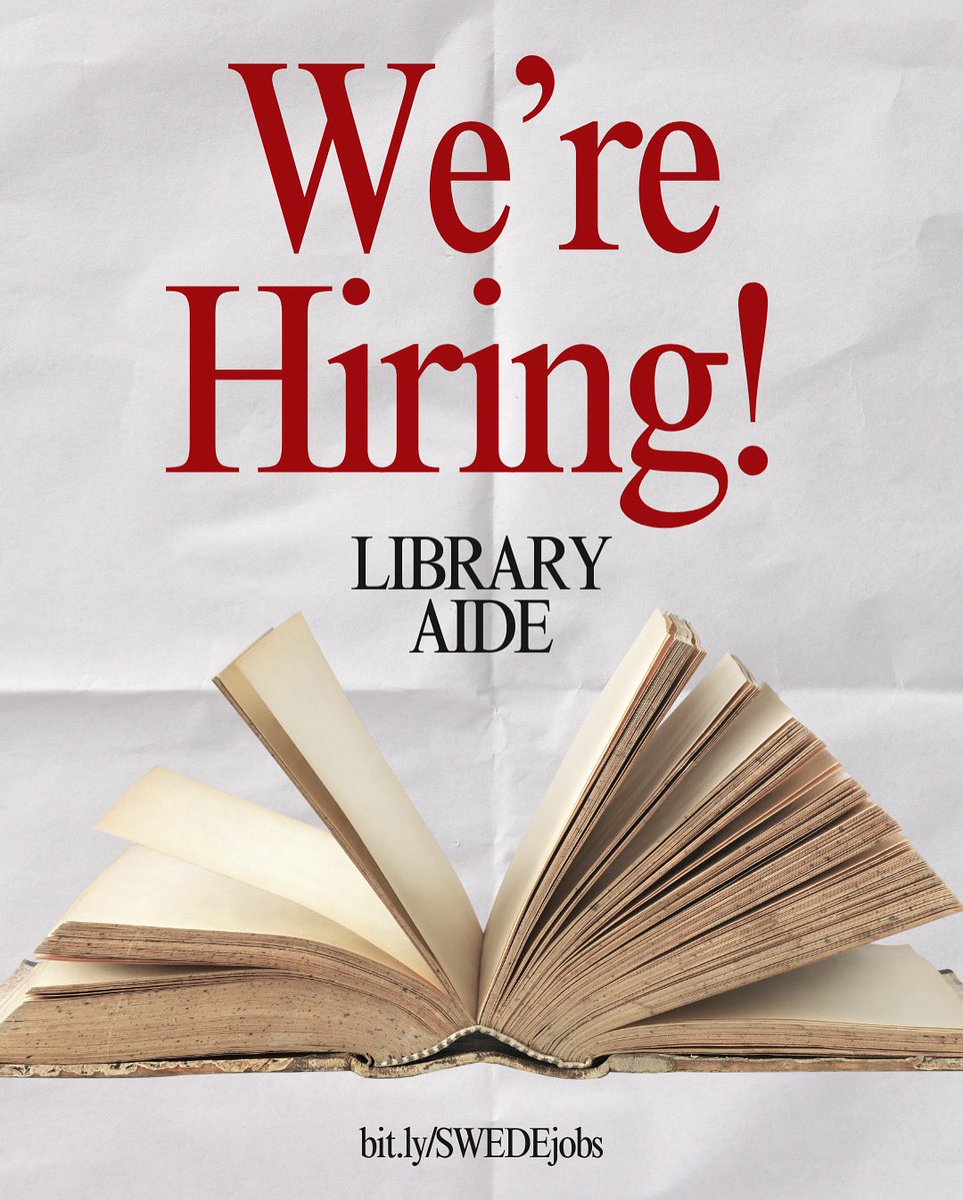 GBurgSwedes's tweet image. We're hiring! Gothenburg Public Schools is looking for a Library Aide to join our team. 📚
Explore this opportunity—and other current openings—at bit.ly/SWEDEjobs