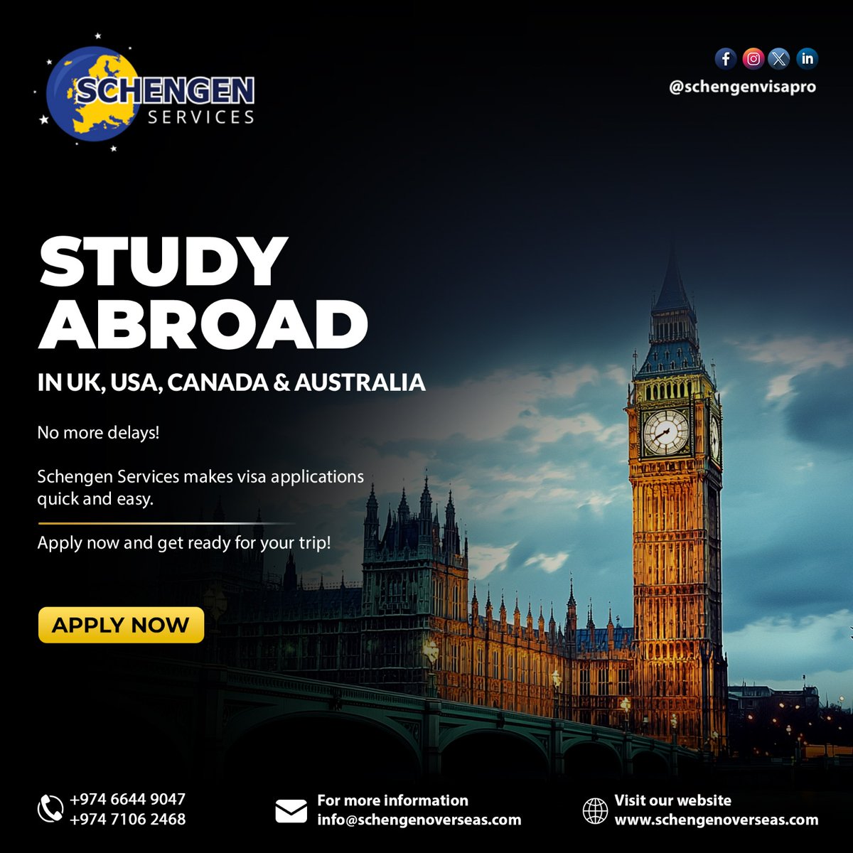 schengenvisapro's tweet photo. Ready to embark on your UK study adventure?
Get expert guidance on your UK study visa application!

📍Doha, Qatar
https://t.co/vyVguyOJAe
#StudyintheUK #UKStudyVisa #InternationalStudent #EducationAbroad #GlobalEducation #FutureReady #qataruniversity #qatarfoundation #qatarenergy https://t.co/3QPsflNjHT