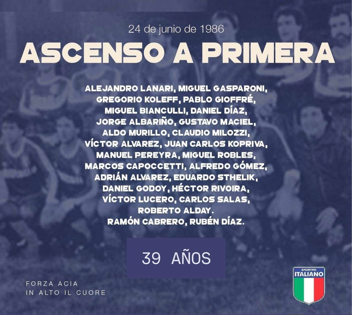 Un 24/06 pero de 1986, escribíamos una de las páginas más gloriosas de nuestra historia: el ascenso a 1ra. División.
El estadio José Amalfitani fue testigo de la hazaña: tras un 2-2 agónico ante Huracán en los 90', se impuso 4-2 en los penales y subió a la máxima categoría.

🇮🇹❤️