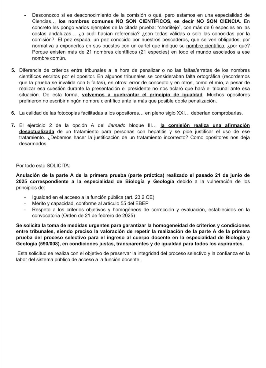 Os dejo las quejas de los compañeros de la especialidad de Biología y Geología de Educación Secundaria en Andalucía pidiendo anular la parte práctica por lo que aquí exponen.