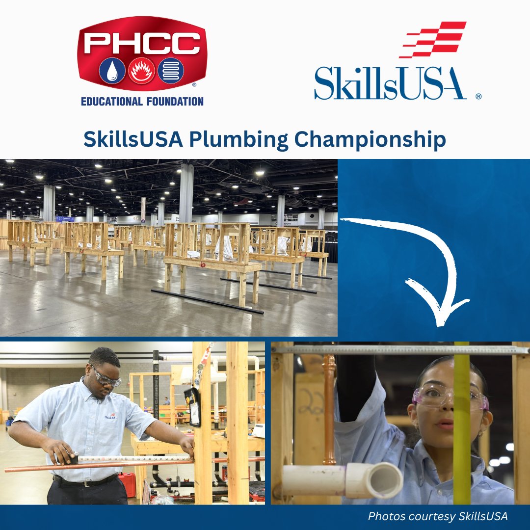 Our volunteers on on the ground at the SkillsUSA getting piles of materials and packing crates transformed into test benches for ~50 Plumbing competitors who start their work tomorrow morning. 

#PHCC  #SkillsUSA #NLSC2025 #NationalChampions #CTE #Plumbing