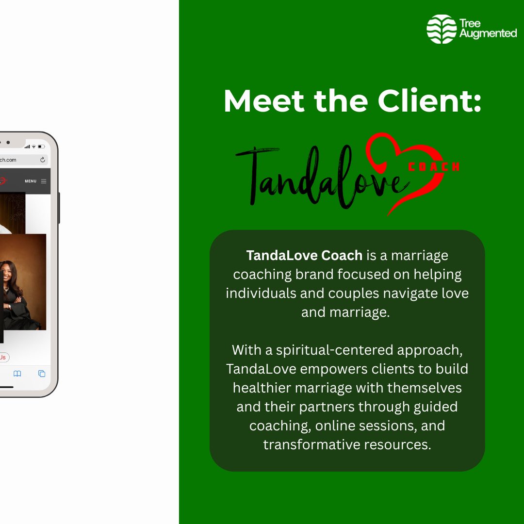 treeaugmented's tweet photo. New Website Launch!

We just crafted a warm and intentional digital home for TandaLoveCoach; a relationship coach passionate about helping couples build love that lasts. 💍❤️

They needed a platform to showcase her vision, serve her audience, and grow her brand. https://t.co/NXYJo0BISB
