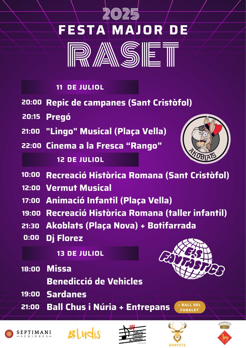 🔥 FESTA MAJOR DE RASET

🌞 Us fem difusió del programa de la Festa Major de Raset 2025.

🙋 Dies d'alegria, fraternitat i disbauxa, veniu i disfruteu!

#fmraset