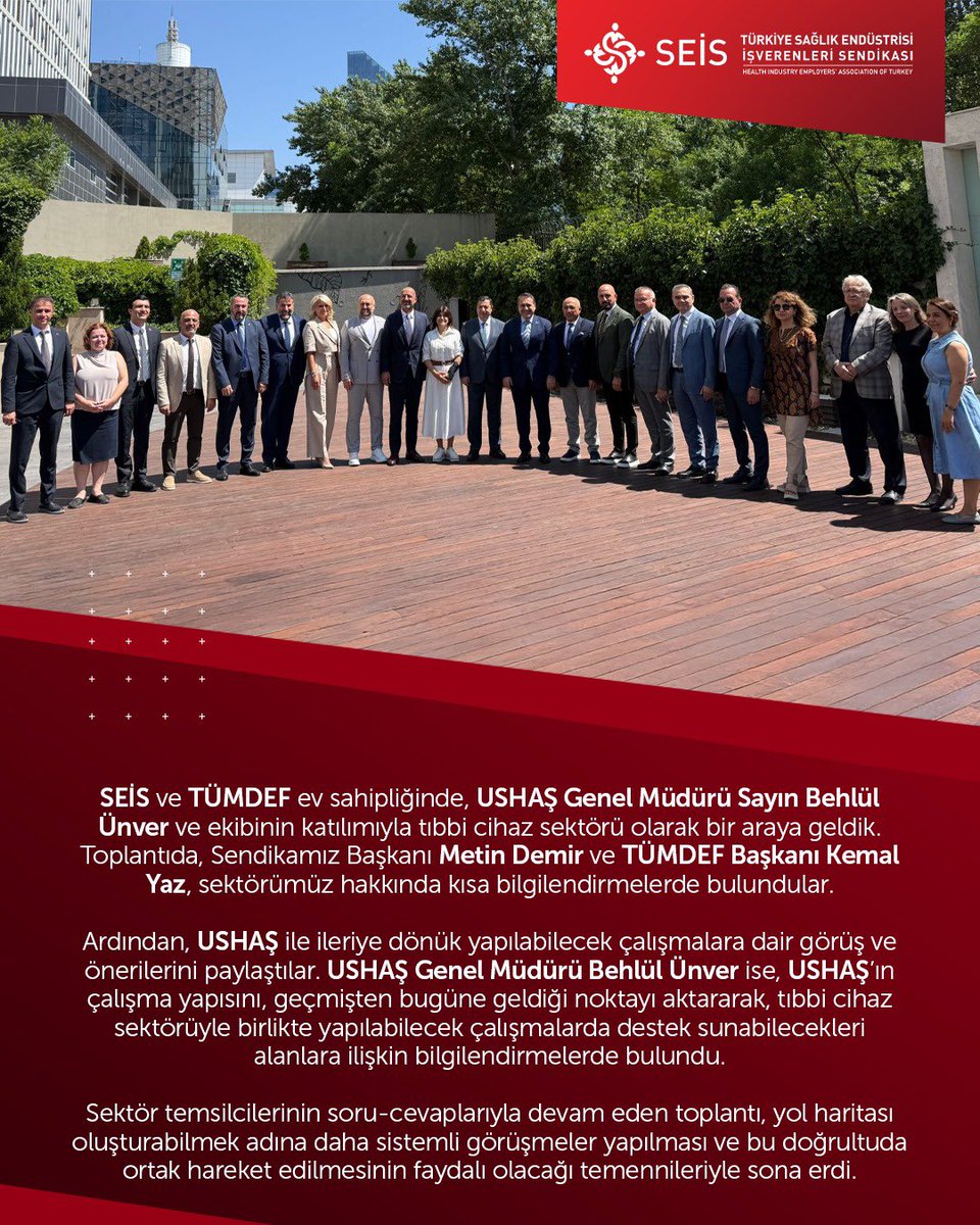 SEİS (@trseis) on Twitter photo SEİS ve TÜMDEF ev sahipliğinde, USHAŞ Genel Müdürü Sayın Behlül Ünver ve ekibinin katılımıyla tıbbi cihaz sektörü olarak bir araya geldik.
<a href="/behlulunver/">Behlül Ünver</a> <a href="/ushas_as/">USHAŞ Uluslararası Sağlık Hizmetleri A.Ş.</a> <a href="/tumdef/">TÜMDEF</a> <a href="/met_dmir/">Metin Demir</a> <a href="/Adem_Uyanik06/">Adem UYANIK</a> <a href="/Sadrettin_Dai/">Sadrettin Dai</a> <a href="/cengizbalcik/">Cengiz Balçık</a> <a href="/ertaner75/">ertan_yolcu</a>
<a href="/begumbugdayci/">begüm buğdaycı</a> <a href="/IlkeErenKaraca/">ilke eren karaca</a> SEİS ve TÜMDEF ev sahipliğinde, USHAŞ Genel Müdürü Sayın Behlül Ünver ve ekibinin katılımıyla tıbbi cihaz sektörü olarak bir araya geldik.
<a href="/behlulunver/">Behlül Ünver</a> <a href="/ushas_as/">USHAŞ Uluslararası Sağlık Hizmetleri A.Ş.</a> <a href="/tumdef/">TÜMDEF</a> <a href="/met_dmir/">Metin Demir</a> <a href="/Adem_Uyanik06/">Adem UYANIK</a> <a href="/Sadrettin_Dai/">Sadrettin Dai</a> <a href="/cengizbalcik/">Cengiz Balçık</a> <a href="/ertaner75/">ertan_yolcu</a>
<a href="/begumbugdayci/">begüm buğdaycı</a> <a href="/IlkeErenKaraca/">ilke eren karaca</a>