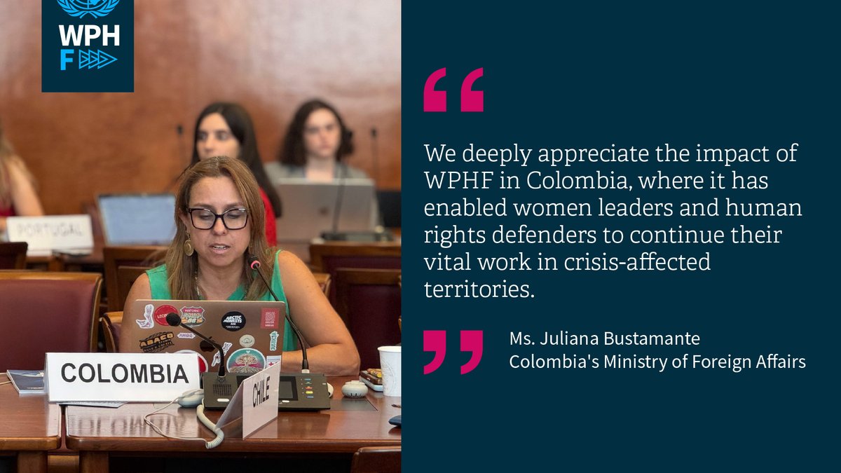 Women's Peace & Humanitarian Fund (@wphfund) on Twitter photo By supporting the work & leadership of women peacebuilders & human rights defenders - in #Colombia & around the 🌎 - <a href="/wphfund/">Women's Peace & Humanitarian Fund</a> is not only protecting lives, but sustaining peace from the ground up. - <a href="/julibustamanter/">Juliana Bustamante Reyes</a> (<a href="/CancilleriaCol/">Cancillería Colombia</a>) at the launch event of our 2024 Annual Report. By supporting the work & leadership of women peacebuilders & human rights defenders - in #Colombia & around the 🌎 - <a href="/wphfund/">Women's Peace & Humanitarian Fund</a> is not only protecting lives, but sustaining peace from the ground up. - <a href="/julibustamanter/">Juliana Bustamante Reyes</a> (<a href="/CancilleriaCol/">Cancillería Colombia</a>) at the launch event of our 2024 Annual Report.