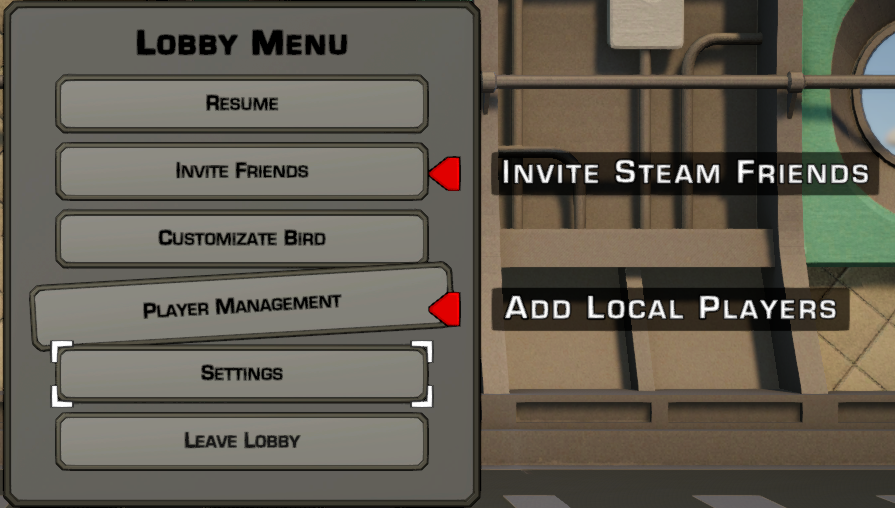 WarPigeonsGame's tweet photo. Remember to go into the settings and you will see PLAYER MANAGEMENT, Click on this and ADD LOCAL PLAYERS (With Overlay directing). Also remember you can play with your local players online with your steam friends. MIX IT UP! @Steam  #steamgames #demo https://t.co/EfxBSj3AeS https://t.co/mXv1wusqOl