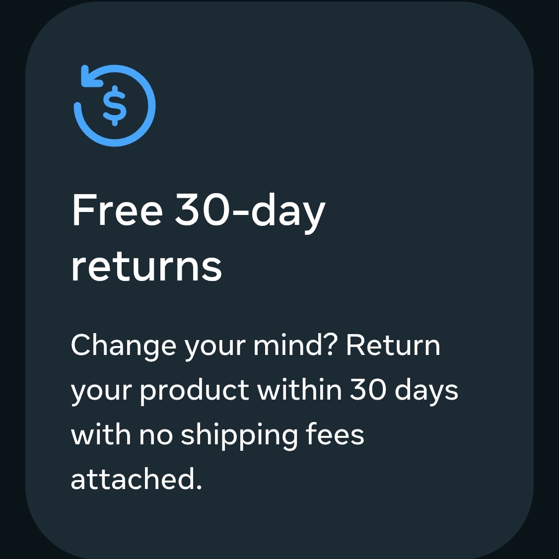 Free 30 Days Return Policy through Meta w/ Free Shipping: