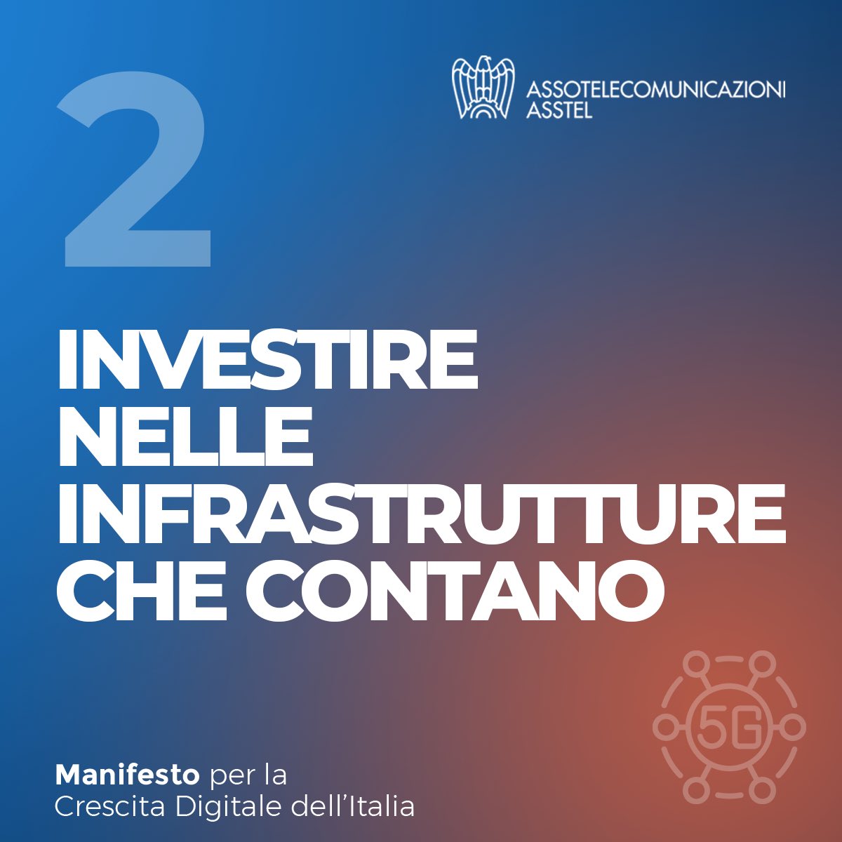 Assotelecomunicazioni (@asstel_it) on Twitter photo Nel nostro Manifesto 🇮🇹 proponiamo 7 azioni per un’Italia più digitale e innovativa.
La seconda: investire nelle infrastrutture che contano.
Reti più veloci, sicure e diffuse per far crescere il Paese 📶.
Scopri il Manifesto 👉 asstel.it/manifesto/
#ManifestoDigitale Nel nostro Manifesto 🇮🇹 proponiamo 7 azioni per un’Italia più digitale e innovativa.
La seconda: investire nelle infrastrutture che contano.
Reti più veloci, sicure e diffuse per far crescere il Paese 📶.
Scopri il Manifesto 👉 asstel.it/manifesto/
#ManifestoDigitale