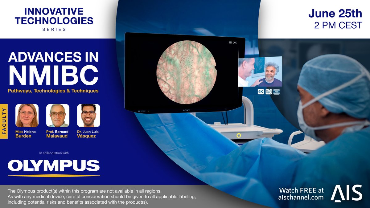 Olympus Urology Europe (@olympusurology) on Twitter photo ⏰ It’s almost time – are you in?
Join us on tomorrow June 25 at 14:00 CEST for a semi-live webinar exploring how to reimagine #NMIBC care, featuring expert voices like Miss Helena Burden, Prof. Bernard Malavaud, and Dr. Juan Luis Vásquez <a href="/JLVasquez82/">Juan Luis Vásquez</a>.
From enhanced imaging to ⏰ It’s almost time – are you in?
Join us on tomorrow June 25 at 14:00 CEST for a semi-live webinar exploring how to reimagine #NMIBC care, featuring expert voices like Miss Helena Burden, Prof. Bernard Malavaud, and Dr. Juan Luis Vásquez <a href="/JLVasquez82/">Juan Luis Vásquez</a>.
From enhanced imaging to