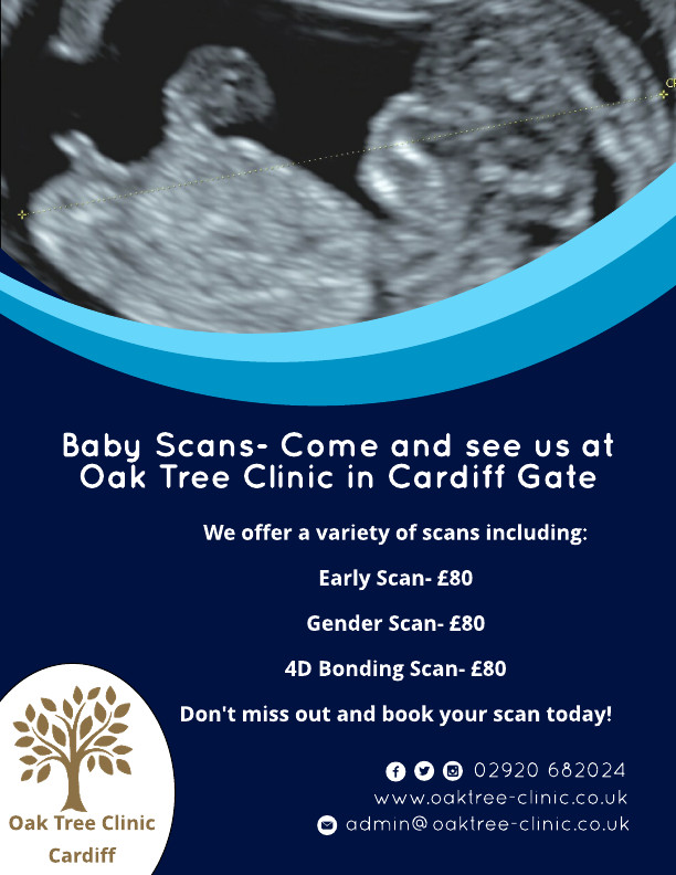 Why not come and visit us at Oak Tree Clinic for a truly memorable experience! All scans are performed by fully trained sonographers and provide a comforting, relaxed atmosphere for you to spend time seeing your baby. Don't wait, book today!