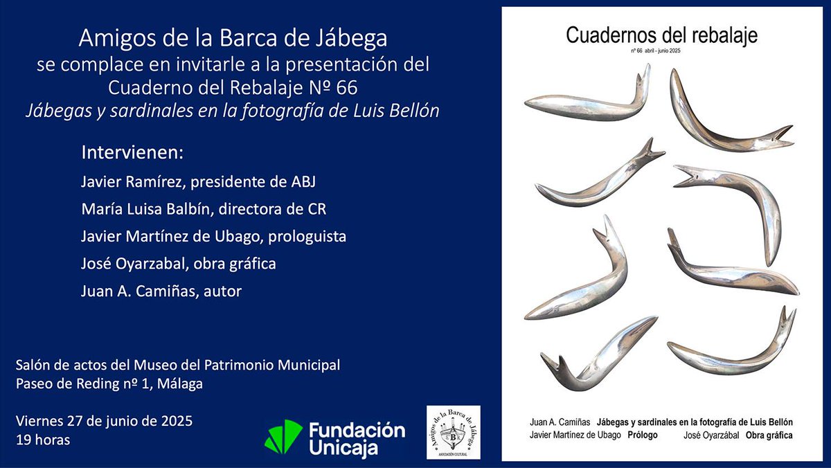 @AcademiaAgp (@academiaagp) on Twitter photo El viernes 27 de junio la asociación de Amigos de la Barca de Jábega presentará en el <a href="/MuseoPatrimonio/">MUPAM Málaga</a> su n° 66 de CUADERNOS DEL REBALAJE dedicado al científico Luis Bellón y escrito por el académico y oceanógrafo J.A. Camiñas. Te dejamos una muestra:
…ademiamalaguenaciencias.wordpress.com/2025/02/15/lui… El viernes 27 de junio la asociación de Amigos de la Barca de Jábega presentará en el <a href="/MuseoPatrimonio/">MUPAM Málaga</a> su n° 66 de CUADERNOS DEL REBALAJE dedicado al científico Luis Bellón y escrito por el académico y oceanógrafo J.A. Camiñas. Te dejamos una muestra:
…ademiamalaguenaciencias.wordpress.com/2025/02/15/lui…