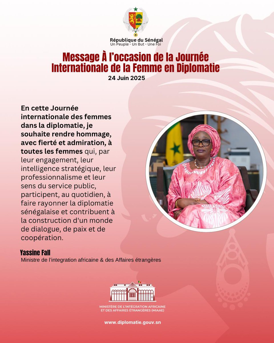📍 À l’occasion de la Journée internationale des femmes dans la diplomatie - 24 juin 2025

En cette Journée internationale des femmes dans la diplomatie, je souhaite rendre hommage, avec fierté et admiration, à toutes les femmes qui, par leur engagement, leur intelligence