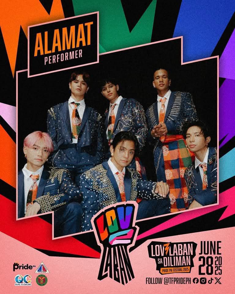 NinunoMedia's tweet photo. @Official_ALAMAT and @xerenadeofc are set to perform at this year's #LOV3LABAN Pride PH Festival. Catch ALAMAT live at UP Diliman and XERENADE at Araneta on June 28.

Let's celebrate Pride with music and love!

#ALAMAT #Xerenade https://t.co/pI6NTVJq6R
