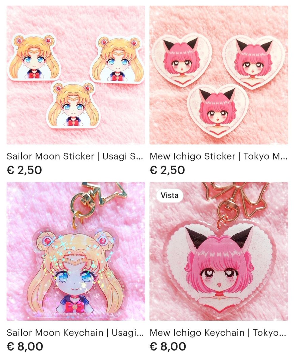 Chewubii's tweet photo. (Rt's are appreciated!) 
🎀 My Sh0p is Open 🎀

My Sailor Moon and Mew Ichigo keychains and stickers are now available for purchase! Very few units left so grab yours while they're available~ 

L1nk is down below! https://t.co/7VQIayniLp