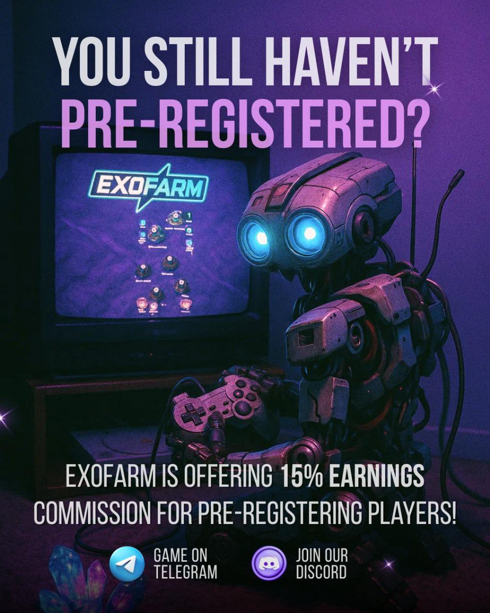 exofarmofficial's tweet photo. Farm, Earn, and Defend Your Planet! 🌐 (Links Below) 👇

Be among the first to reclaim the space! 🚀 

Pre-register for ExoFarm today and lock in a 15% lifetime P2E commission, higher than anyone joining later 🪙 

Build, farm, and earn more as you restore planets with your robot crew! 🤖

👉 Telegram: https://t.co/5E3Xx7UF4D 
👉 Discord Community:  https://t.co/8NFMZQieML 
👉 Telegram Community: https://t.co/3qIiyPU553

Pre-register now- don’t miss your extra rewards!

#exofarm #Web3Gaming #Web3games #playtoearn