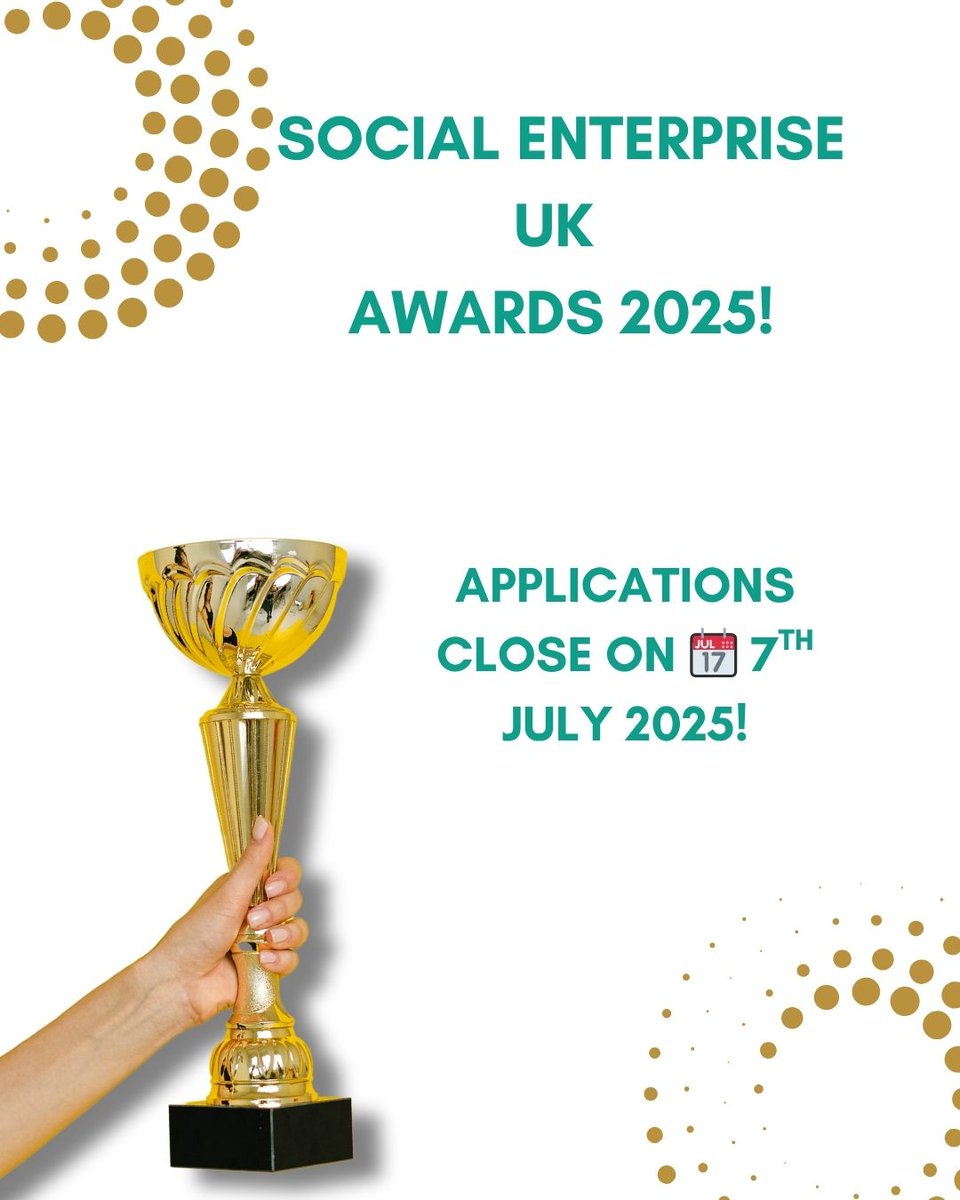 🏆 Social Enterprise UK Awards 2025  Award Scheme is open for applications. 

This year, Social Enterprise UK has established 15 award categories to honour the breadth, diversity! From new start-ups to established organisations delivering sustained impact year after year. 🌟