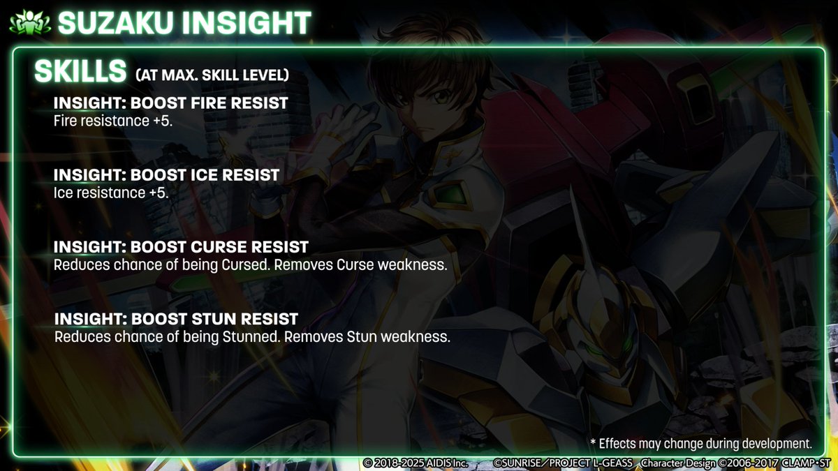 Check out Suzaku's abilities and skills in #LastCloudia after the unit gets Insight power-ups!

#LastCloudia x #geassp #Crossover