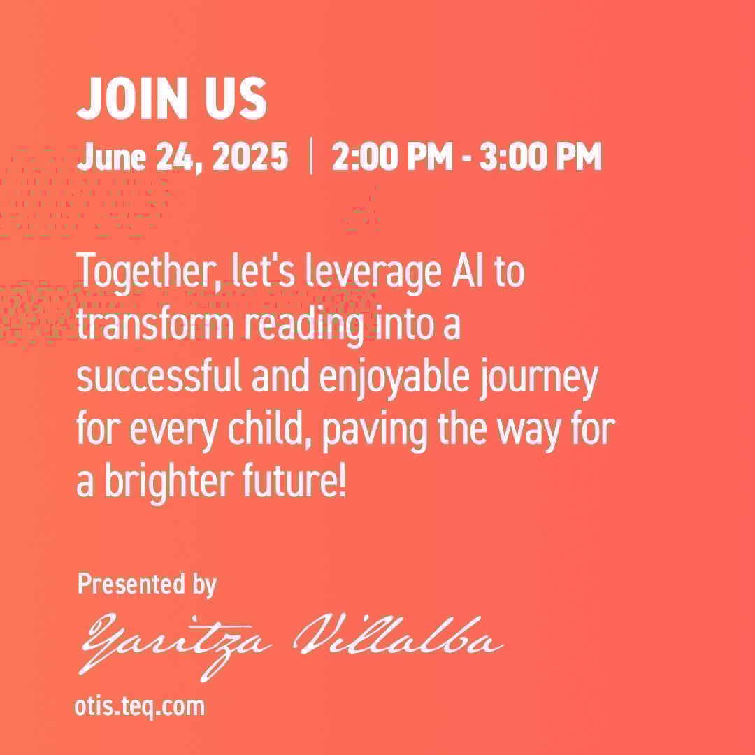 OTIS for educators (@otis4educators) on Twitter photo The future is here! In today’s OTIS course at 2PM EDT, featuring Yaritza Villalba, we’ll harness AI tools like Microsoft Reading Coach & Immersive Reader to boost reading skills. Make literacy fun for everyone! Join here: hubs.ly/Q03t8tsX0 <a href="/YaritzaV_/">Yaritza Villalba 🇵🇦</a> #AI #edtech #OTIS #pd The future is here! In today’s OTIS course at 2PM EDT, featuring Yaritza Villalba, we’ll harness AI tools like Microsoft Reading Coach & Immersive Reader to boost reading skills. Make literacy fun for everyone! Join here: hubs.ly/Q03t8tsX0 <a href="/YaritzaV_/">Yaritza Villalba 🇵🇦</a> #AI #edtech #OTIS #pd