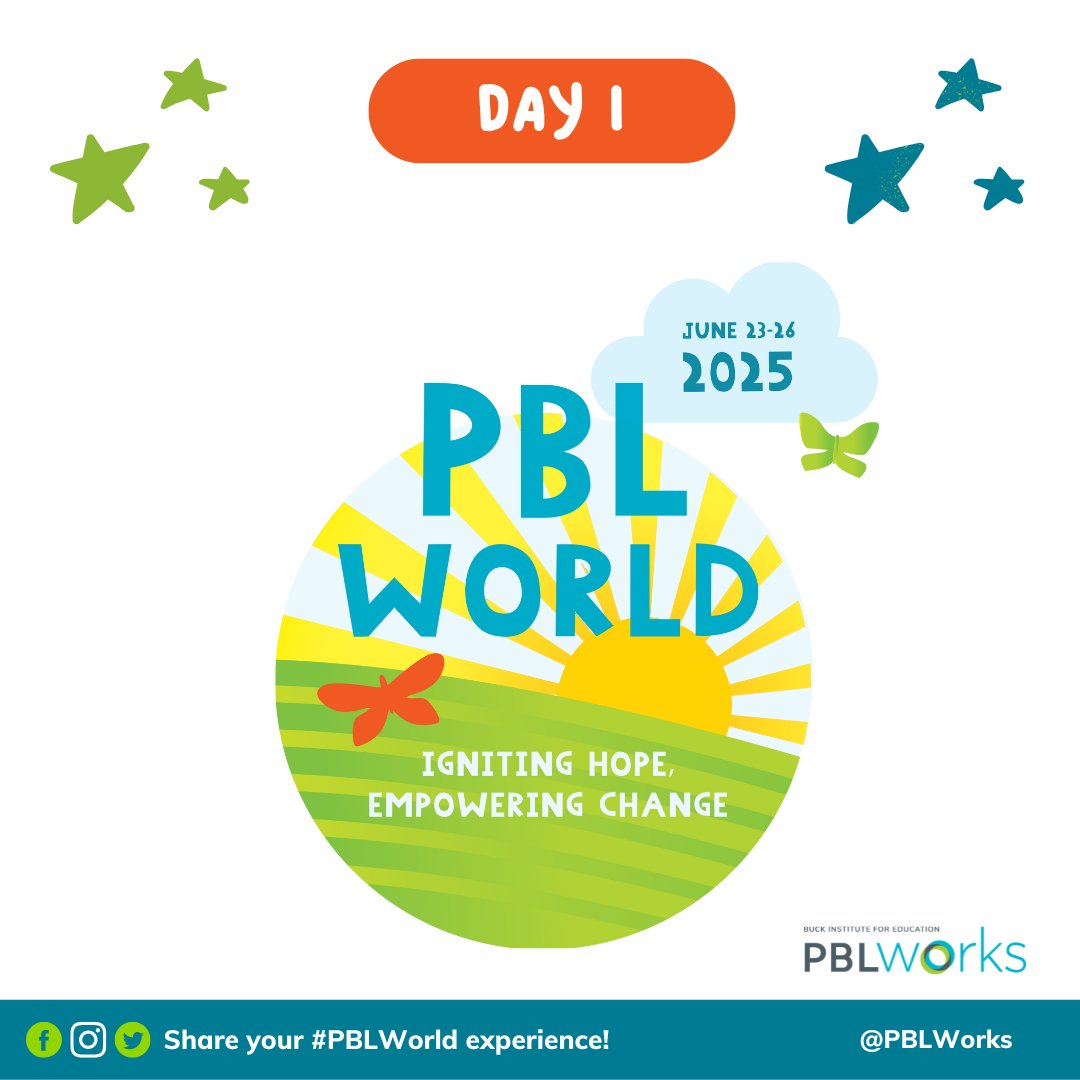 PBLWorks's tweet photo. 📢🎉 Day 1 of #PBLWorld '25 is finally here!
Let's soak up the knowledge, foster connections, and enjoy the conversations!
📷 Participating in #PBLWorld? Share your favorite moments, lessons learned, and friendships made on social media, and hashtag #PBLWorld.
#PBLWorks https://t.co/L9VDYdEzBy