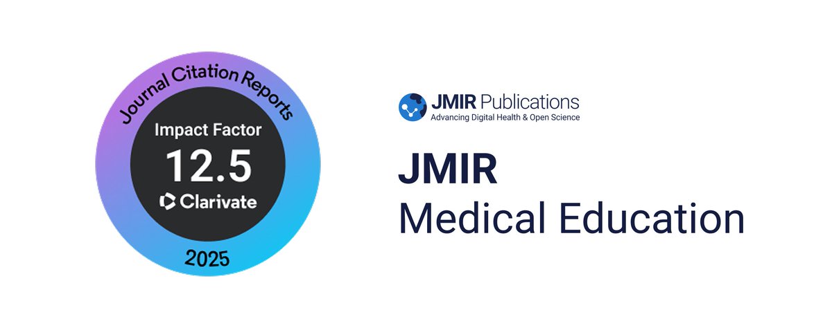 JMIR Medical Education ranks #1 in Education with a new Journal Impact Factor of 12.5! 🎉 Leading research in AI &amp; tech-driven medical education.

Congrats to EIC Dr. Blake J Lesselroth and all contributors.

🔗 hubs.la/Q03tdJ3Y0

#DigitalHealth #JCR2025
