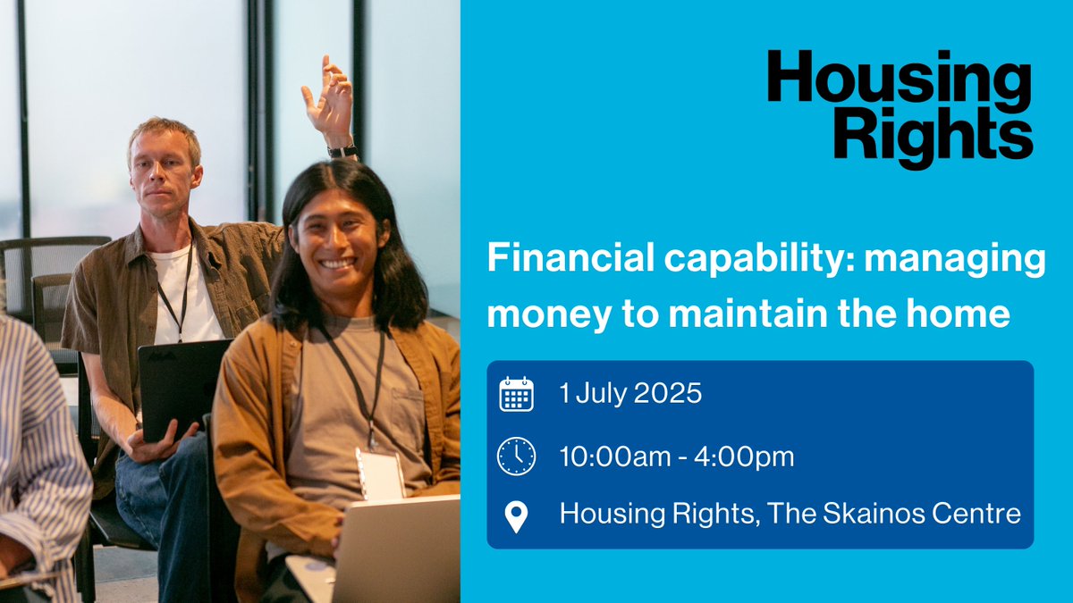 Are you a housing adviser, support worker or lender? 🏠

Our #HousingTraining course 'Financial Capability: managing money to maintain the home' gives you the tools to help clients manage money, build resilience and stay in their homes.

📅 Book now:
housingrights.org.uk/training-and-e…
