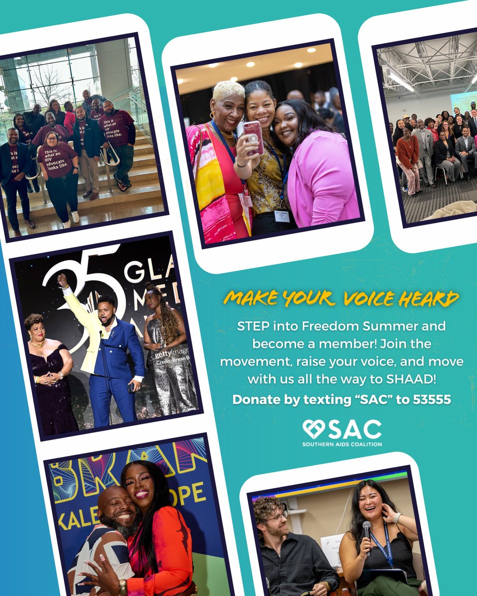 We are a movement—a truly diverse community working across political, religious, &amp; geographic lines to end the HIV epidemic in the South. Be You. Be Bold. Be Brave. Be SAC. 
 
Take action and join us here: southernaidscoalition.org/take-action/
#FreedomSummer #Membership #HIVInTheSouth