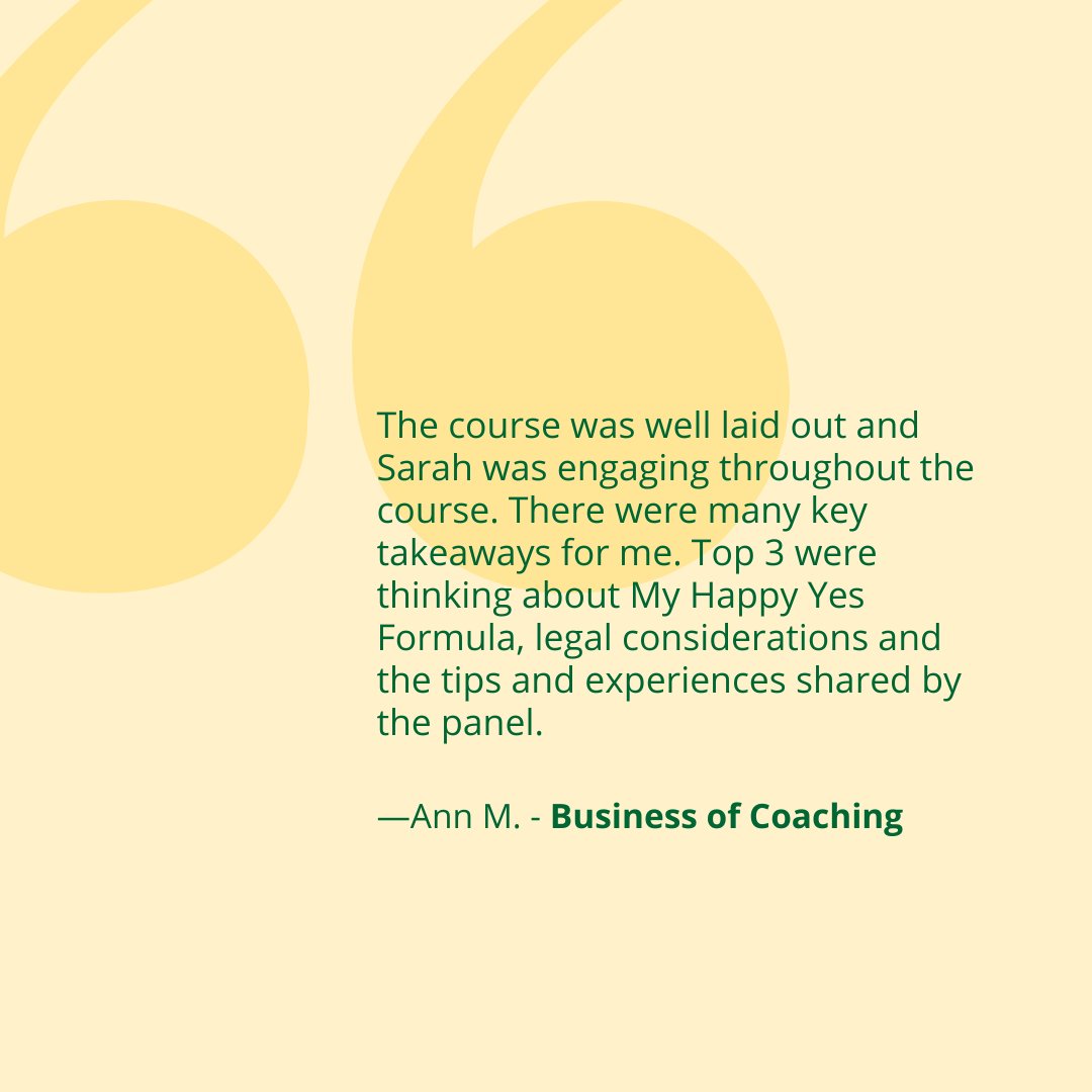 We love hearing how our professional development courses make a difference! On this Testimonial Tuesday, check out what one of our amazing students has shared about their recent experience with our Business of Coaching course.
