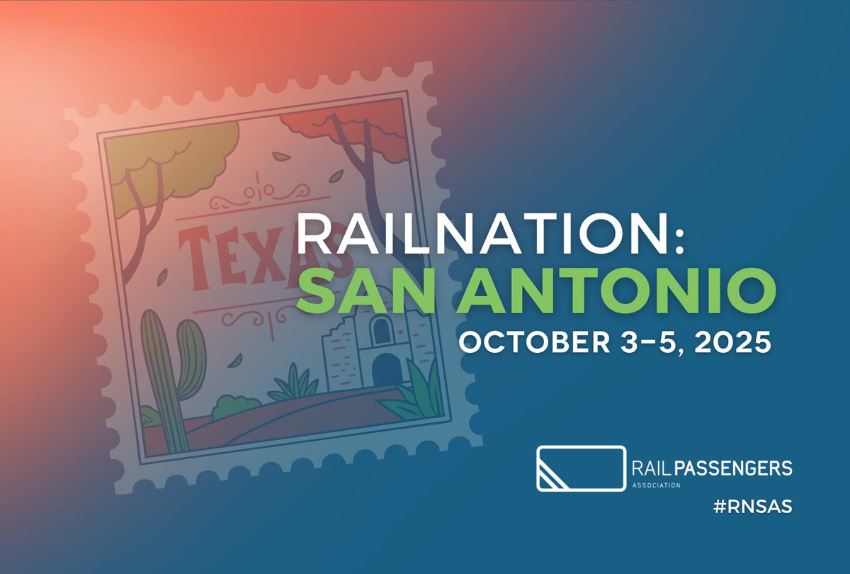 Hotel registration is now open for our fall meeting in San Antonio.

Please go to railpassengers.org/rnsas for more