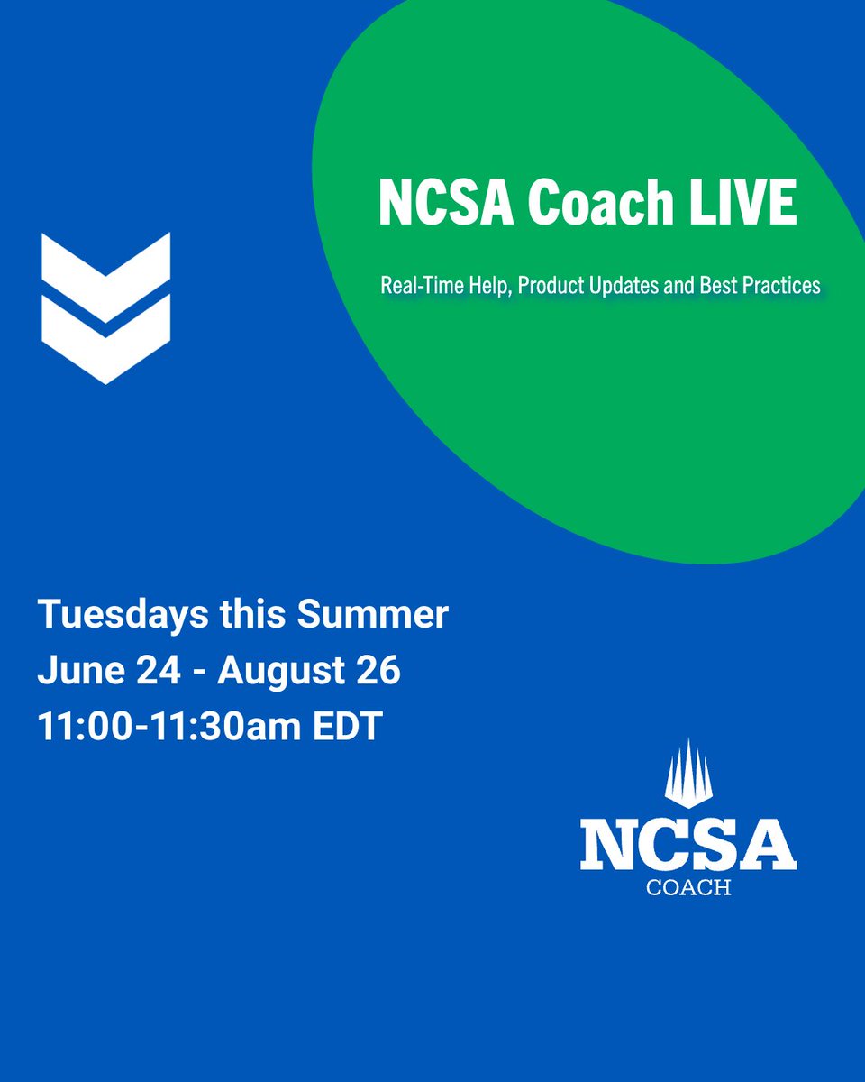 College Coaches, let’s connect! 👉Join our LIVE NCSA Coach session today—or any Tuesday this summer—for the latest updates, expert tips, and real-time support. Click here to secure your spot today: hubs.li/Q03tm3Rw0 . Don't miss out!  #NCSACollegeRecruiting #CoachEducation