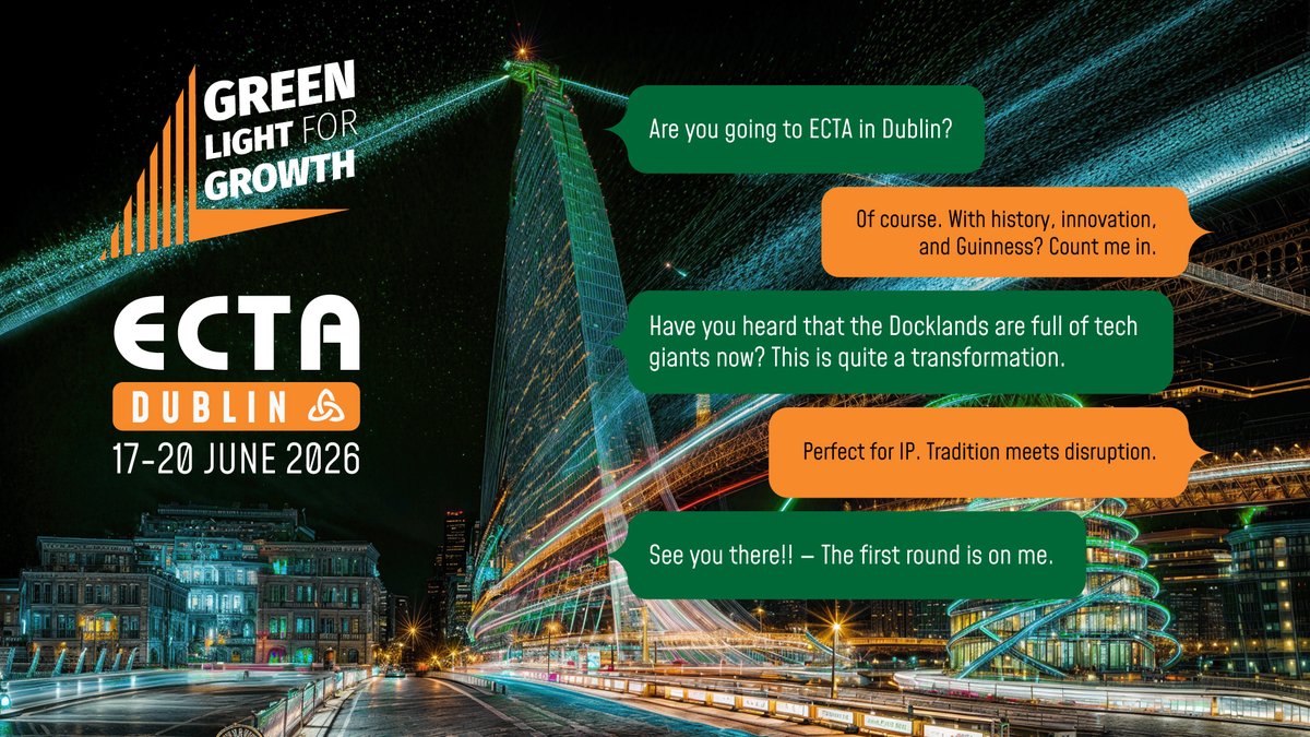 🍀ECTA heads to Dublin for its 44th Annual Conference ‘Green Light for Growth’ from 17-20 June 2026  📌 Save the date!

Dublin is a global hub for innovation and entrepreneurship, a city where heritage meets innovation - and where bold ideas find green lights to grow 🟢💡