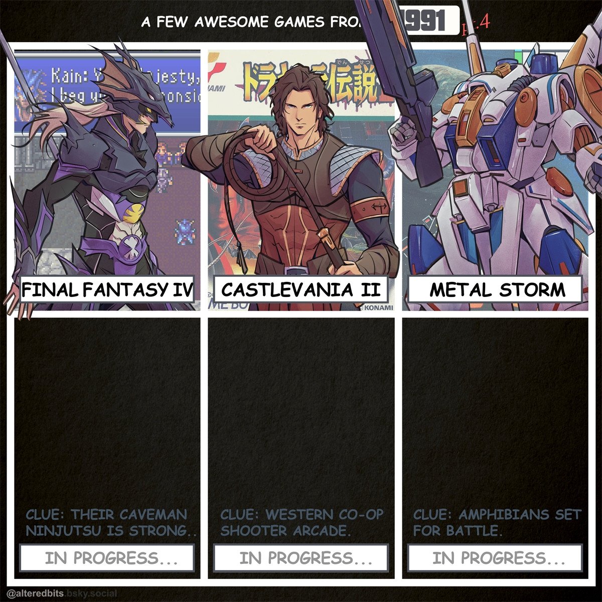 AlteredBits's tweet photo. Kinda feeling my Christopher Belmont redesign 😀 (91' pt.4):
✨Final Fantasy IV
✨Castlevania II: Belmont's Revenge
✨Metal Storm

#FinalFantasy #Castlevania #Metalstorm https://t.co/PWFAMeraTG