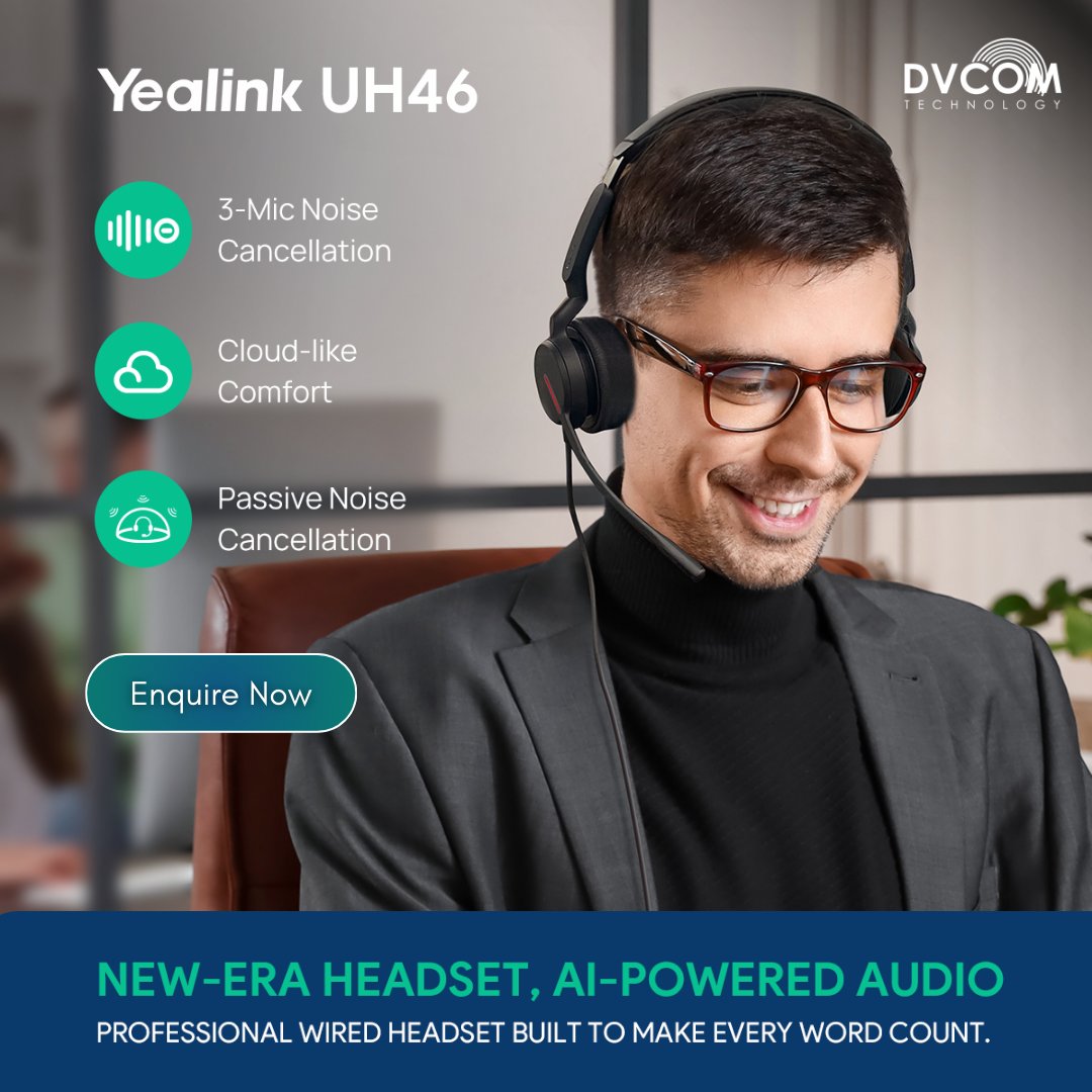 DvcomTechnology's tweet image. Plug. Play. Dominate your day with the @YealinkNews  UH46 🎧
USB-C + A adapter ✅ Inline controls ✅ Durable cable ✅
📞 +971 4887 3370 | 📧 sales@datavoiz.com | 🌐 dvcom.ae
#Yealink #UH46 #DVCOMTechnology #HybridWork #PlugAndPlay #YealinkHeadset