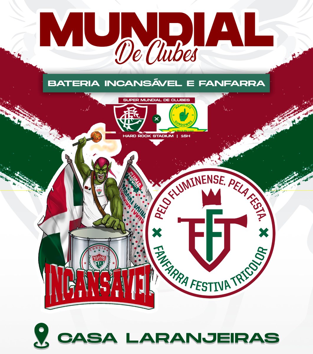 Torcida Tricolor! 🇭🇺
Nesta quarta, estaremos mais uma vez com a <a href="/fanfarra_ft/">Fanfarra Festiva Tricolor</a>, unida à bateria incansável, ditando o ritmo da torcida tricolor presente na #CasaLaranjeiras. Acreditamos no coletivo, e continuaremos caminhando juntos, pelo Flu e pela festa nas arquibancadas. 🤜🏻🤛🏻